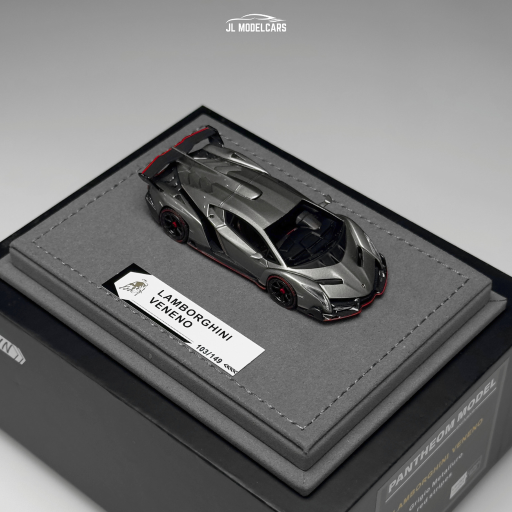 1/64 Lamborghini Veneno Limited Edition 103/149 pieces in Grigio Metalluro Red Stripes