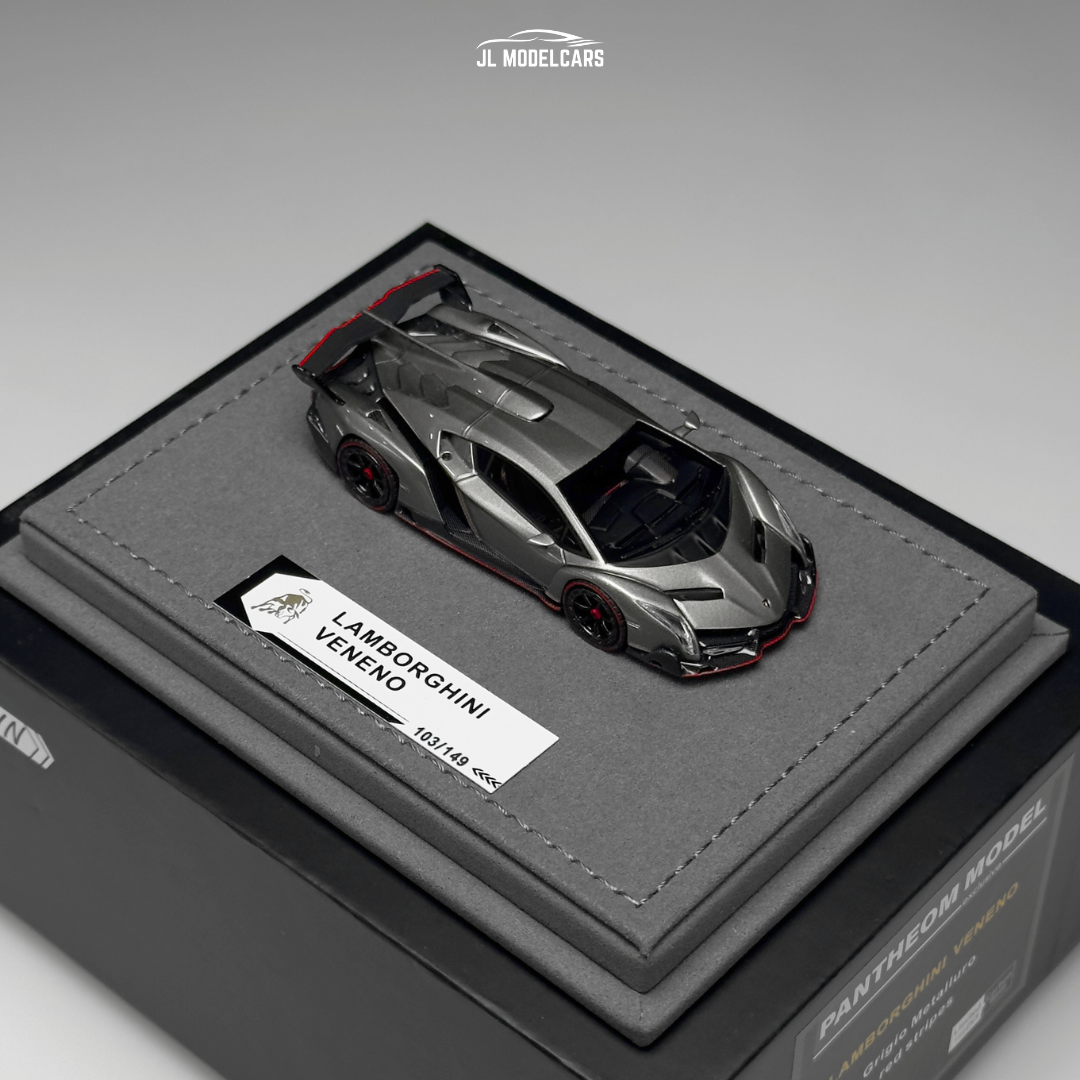 1/64 Lamborghini Veneno Limited Edition 103/149 pieces in Grigio Metalluro Red Stripes
